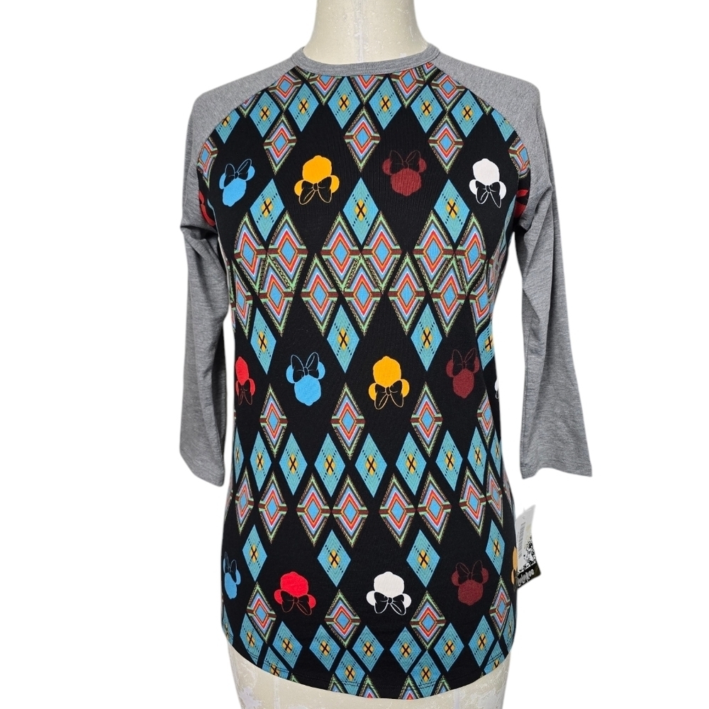 NWT Lularoe Disney Geometric Minnie Mouse Colorful Randy Shirt XXS
